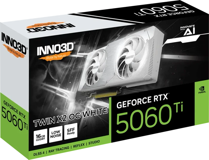 INNO3D GeForce RTX 5060 Ti Twin X2 OC White, 16GB GDDR7, HDMI, 3x DP