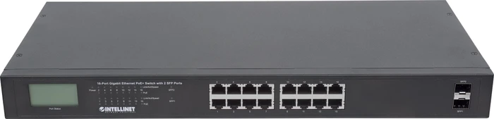 Intellinet Rackmount Gigabit Switch, 16x RJ-45, 2x SFP, 370W PoE+