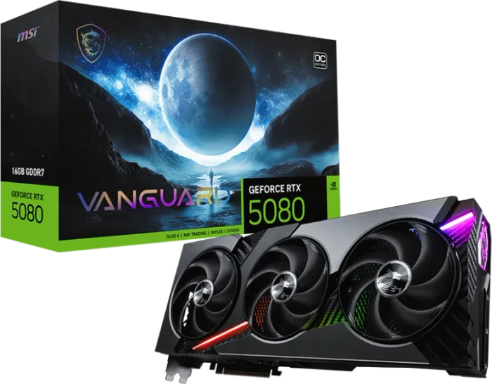 MSI GeForce RTX 5080 16G Vanguard OC, G5080-16VGC, 16GB GDDR7, HDMI, 3x DP
