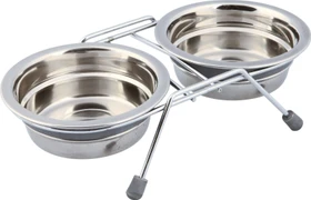 Trixie Napf-Set mit Klapperschutz, 21cm, 23cm, 1.5l, grau