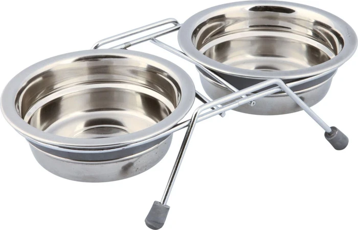 Trixie Napf-Set mit Klapperschutz, 21cm, 23cm, 1.5l, grau
