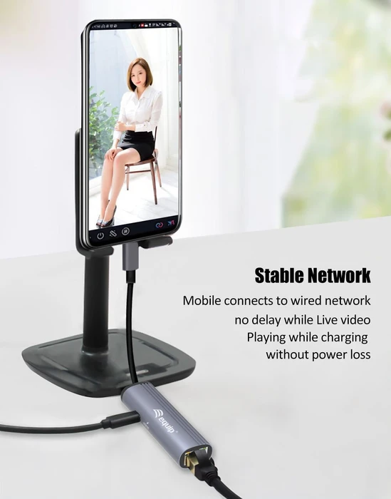 Equip USB-C-auf-RJ45-Gigabit-Netzwerk + PD 100W, USB-C 3.0 [Stecker]