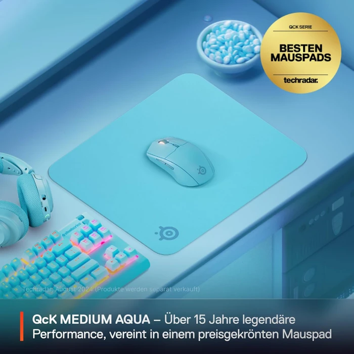 SteelSeries QcK Medium Aqua, 320x270mm, blau