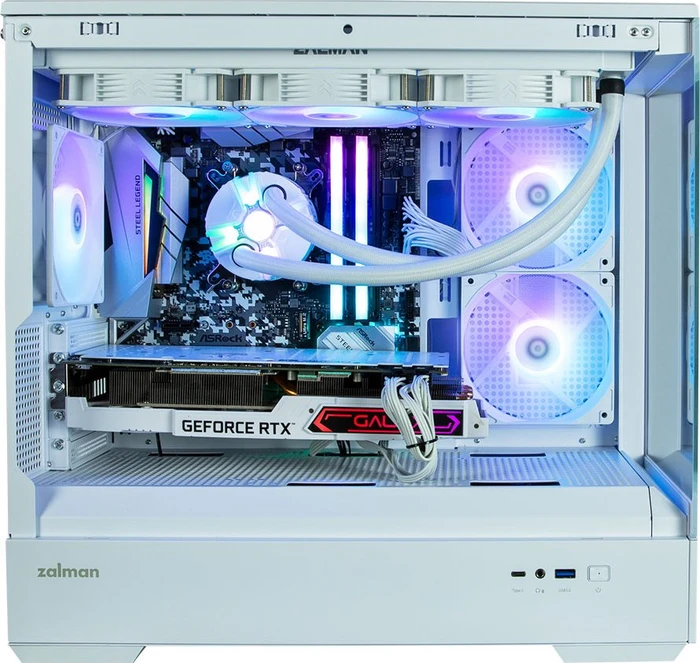 Zalman P30 White, weiß, Glasfenster