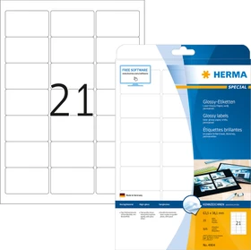 Herma Etiketten, 63.5x38.1mm, weiß, glänzend, 25 Blatt (525 Etiketten)