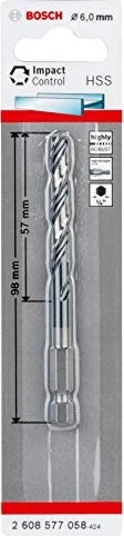 Bosch Professional HSS Impact Control Spiralbohrer, 6x57x98mm, 1 Stück