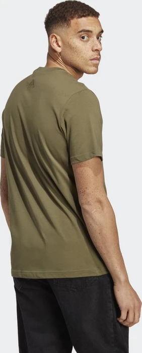 adidas Essentials Single Jersey Linear Embroidered Logo T-Shirt kurzarm olive strata (Herren)