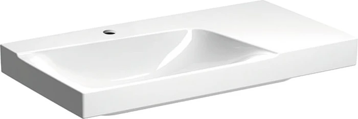 Geberit Xeno² Waschtisch 90x48cm, Hahnloch mittig, ohne Überlauf, Ablagefläche rechts, weiß/KeraTect