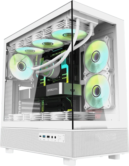 DarkFlash DPX90 White, Glasfenster