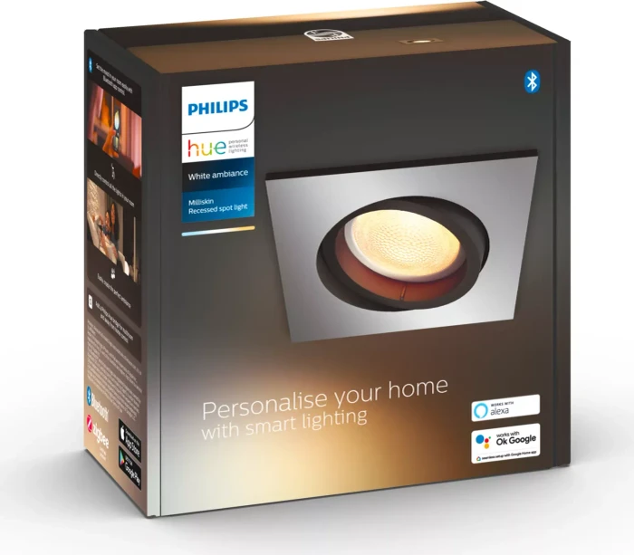 Philips Hue White Ambiance Milliskin Einbauleuchte Erweiterung eckig alu schwarz
