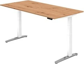 Hammerbacher Ergonomic Aktiv XBHM12 elektrisch höhenverstellbarer Sitz-Steh-Schreibtisch 200x100cm Asteiche/weiß