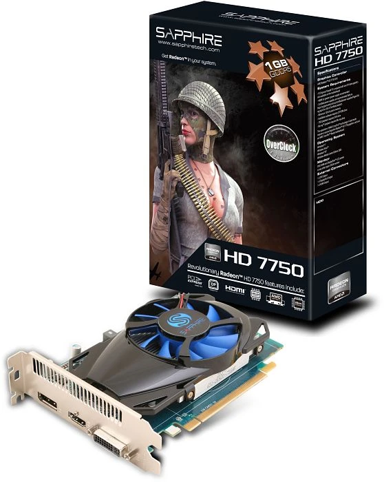 Sapphire Radeon HD 7750 OC, 1GB GDDR5, DVI, HDMI, DP, lite retail