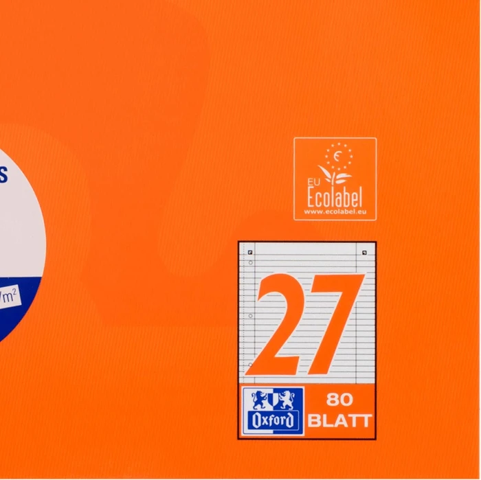 Oxford Schule Collegeblock, A4+, Lineatur 27, Softcover, orange, 80 Blatt
