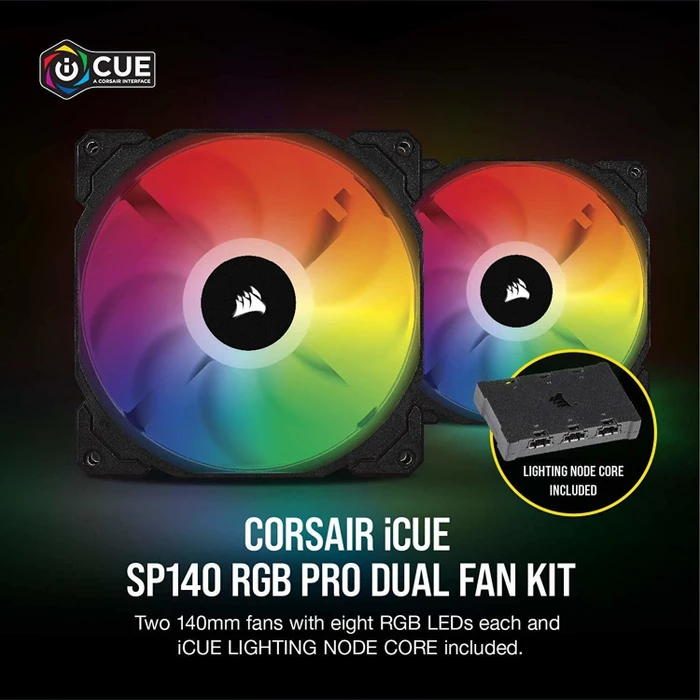 Corsair SP Series iCUE SP140 RGB PRO Performance Dual Fan Kit, LED-Steuerung, 140mm, 2er-Pack