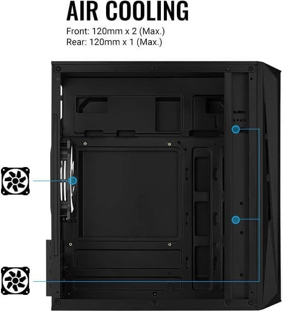 AeroCool CS-107, Lüfter LED RGB, Acrylfenster