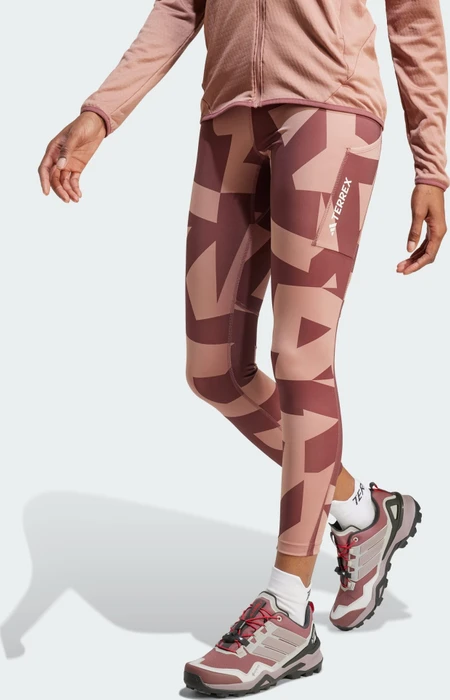 adidas Terrex Multi Printed Laufhose lang warm clay/burgundy (Damen)