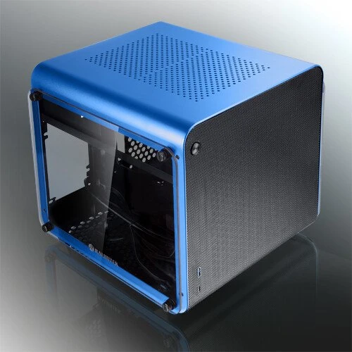 Raijintek Metis Evo TGS, blau/schwarz, Glasfenster, Mini-ITX