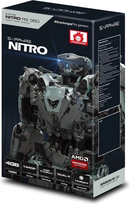 Sapphire Radeon R9 380 Nitro, 2GB GDDR5, 2x DVI, HDMI, DP, lite retail
