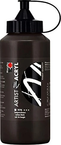 Marabu Artist Acryl Acrylfarbe, lampenschwarz, 500ml