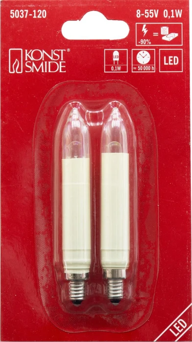 Konstsmide Kleinschaftkerze LED Ersatzbirne für Weihnachtsbeleuchtung weiß E10 0.3W, 2 Stück