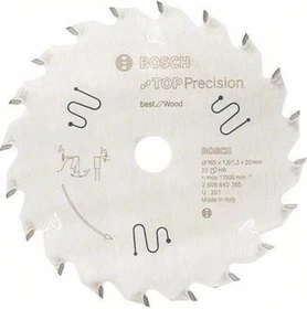 Bosch Professional Top Precision Best for Wood Kreissägeblatt 20Z, 165x1.3x20mm, 1 Stück