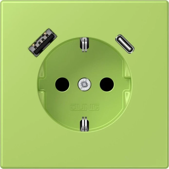 Jung Serie LS SCHUKO-Steckdose mit USB-Ladegerät Safety+, vert clair