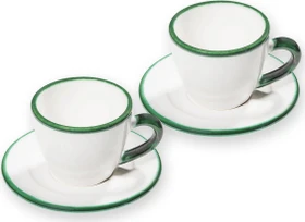 Gmundner Keramik Grüner Rand Espressotassen-Set für 2, 4-tlg.