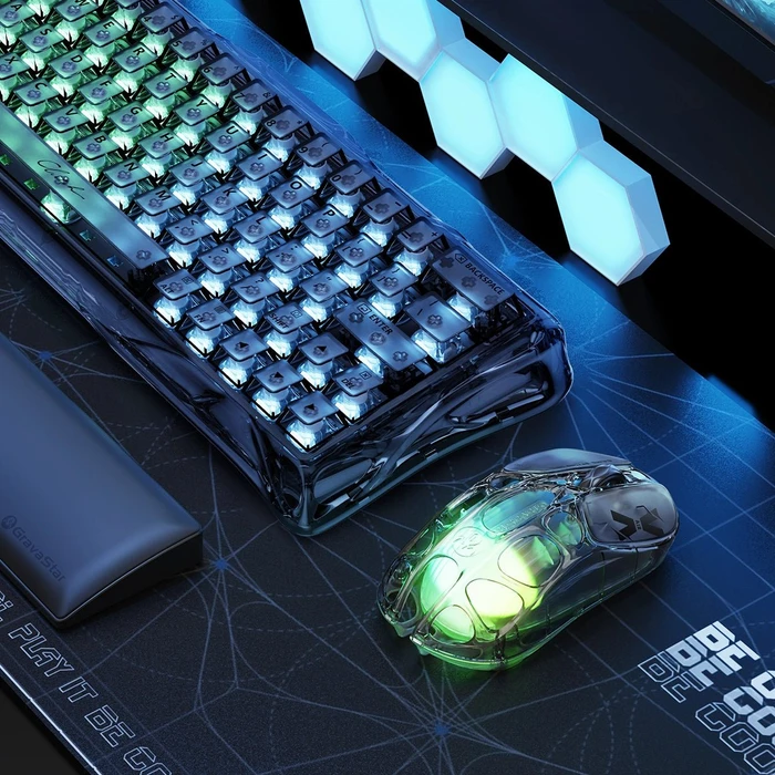 GravaStar Mercury X Air 8KHz Wireless Gaming Mouse, Onyx Crystal, USB/Bluetooth