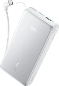Anker Zolo Power Bank (20K, 22.5W, Built-In USB-C Cable) weiß/grau