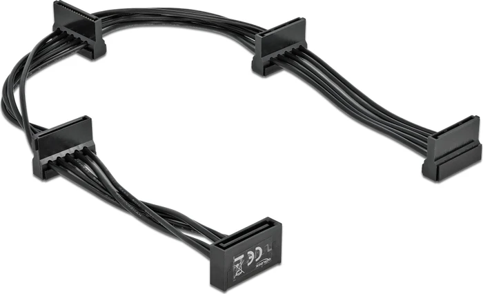 DeLOCK 15-Pin SATA Strom Stecker auf 4x 15-Pin SATA Strom Buchse, Adapterkabel, schwarz, 40cm