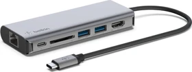 Belkin USB-C Multimedia Hub, USB-Hub, RJ-45, USB-C 3.0 [Stecker] (AVC008btSGY)