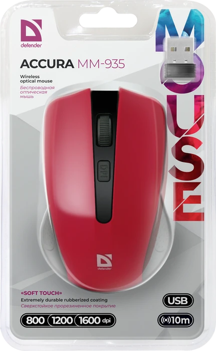 Defender Accura MM-935 Wireless Optical Mouse rot, USB