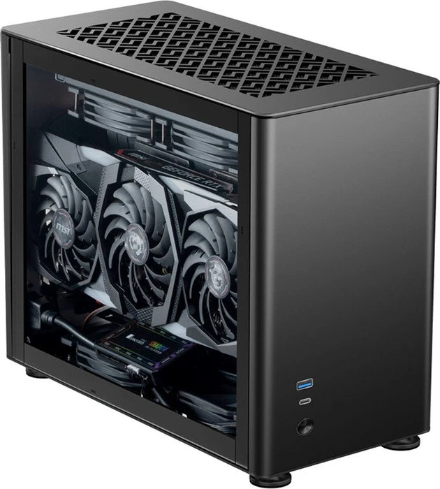 Jonsbo A4, schwarz, Glasfenster, Mini-ITX