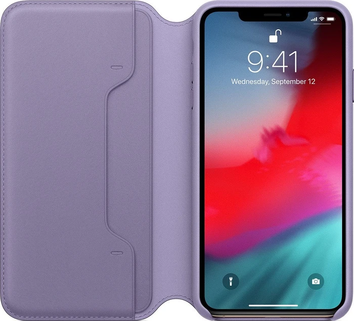 Apple Leder Folio Case für iPhone XS Max flieder