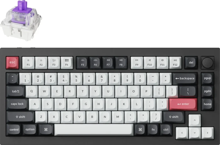 Keychron Q1 HE, Carbon Black, 75%, PBT, LEDs RGB, Gateron 2.0 Magnetic Nebula, USB/Bluetooth, US