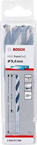 Bosch Professional HSS PointTeQ Spiralbohrer, 9.4x81x125mm, 10 Stück