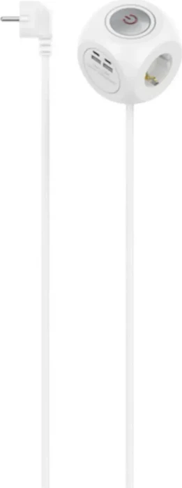 Hama Steckdosenwürfel mit Schalter, 3-fach, 2x USB-C/2x USB-A, 1.4m, weiß
