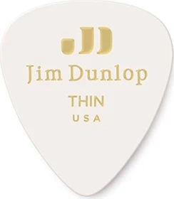 Dunlop Celluloid White Pick, Thin, 12-Pack