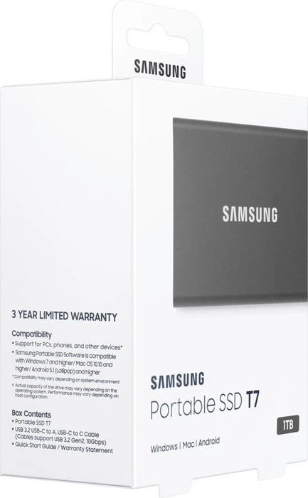 Samsung Portable SSD T7, grau, 1TB, USB-C 3.1