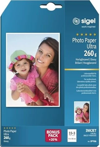 Sigel Photo Paper Ultra Inkjetpapier hochglänzend weiß, A4, 260g/m², 18 Blatt