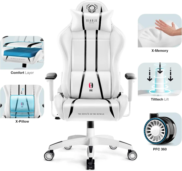 Diablo Chairs X-One 2.0 Normal Gamingstuhl, weiß/schwarz