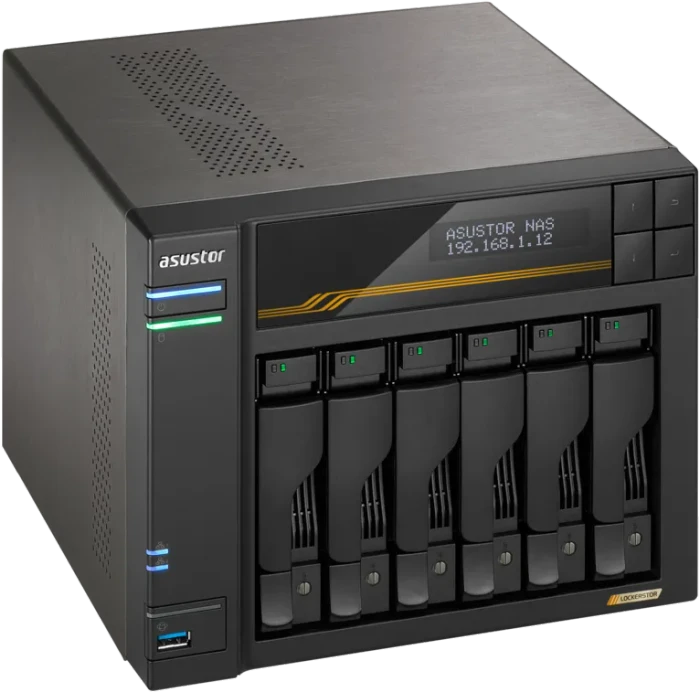 Asustor Lockerstor 6 Gen3 AS6806T 100TB, 16GB RAM ECC, 2x RJ-45 10GBase-T, 2x RJ-45 5GBase-T