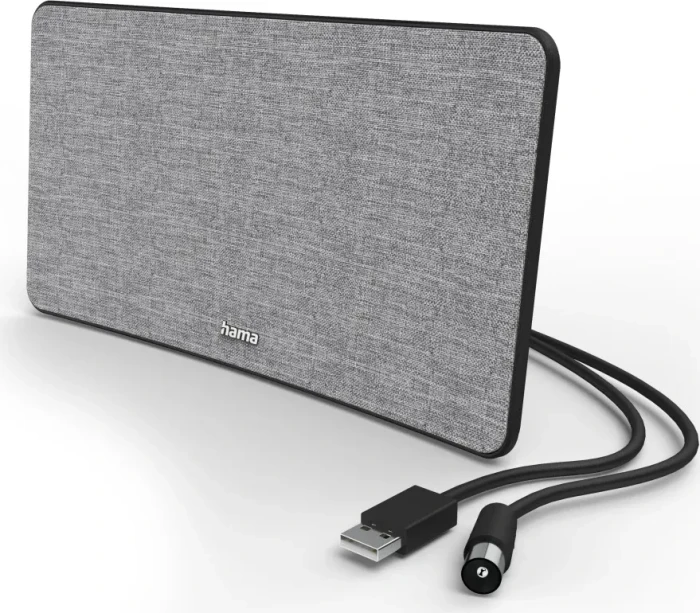 Hama Zimmerantenne "Stoff-Design", DVB-T2, aktiv, Grau/Schwarz