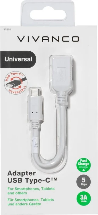Vivanco USB-C [Stecker] auf USB-A [Buchse] Adapterkabel 10cm