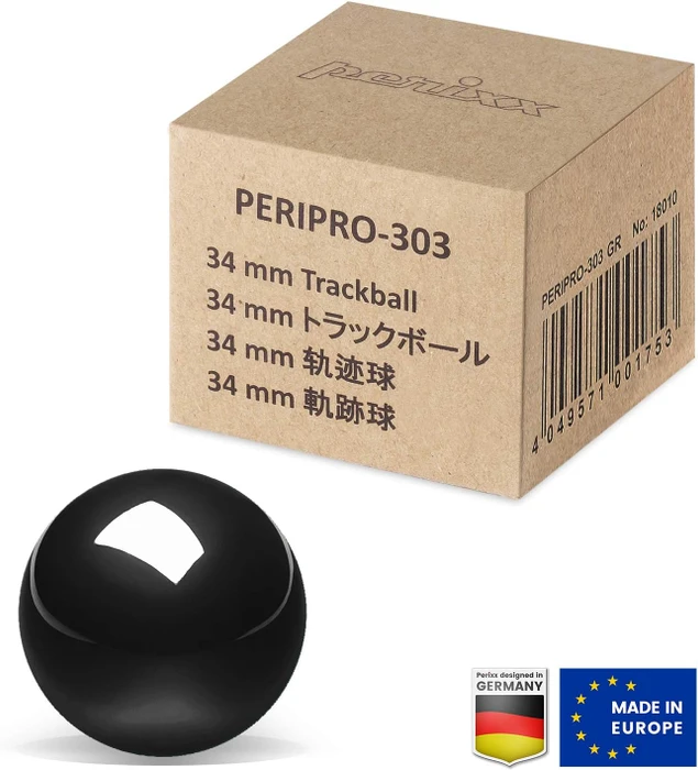 Perixx PERIPRO-303GB 34mm für Perimice und Logitech M570, Ersatz-Trackball, schwarz