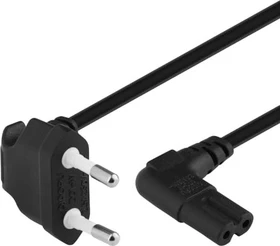 Wentronic Goobay Kaltgeräte Netzkabel, Eurostecker auf C7 Buchse, beidseitig gewinkelt, 5m
