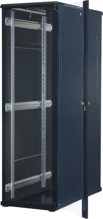 Rockstable 19" Serverschrank 42HE, Sicherheitsglastür, IP2X, schwarz, 1200mm tief