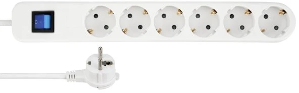 REV Ritter ICE Steckdosenleiste mit Schalter, 6-fach, 1.4m, weiß
