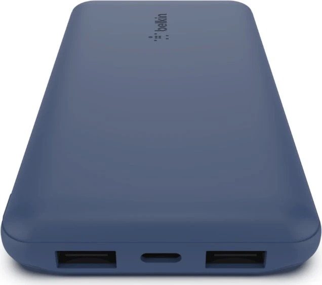 Belkin BoostCharge 3-Port Power Bank 10K + USB-A/USB-C Cable blau