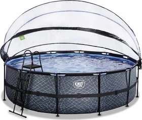 Exit Toys Stone Frame Pool mit Sandfilterpumpe und Abdeckung rund 488x122cm